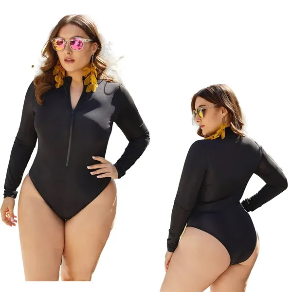 Customized Plus Size Sleeve Rash Guard One Piece Swimsuits
