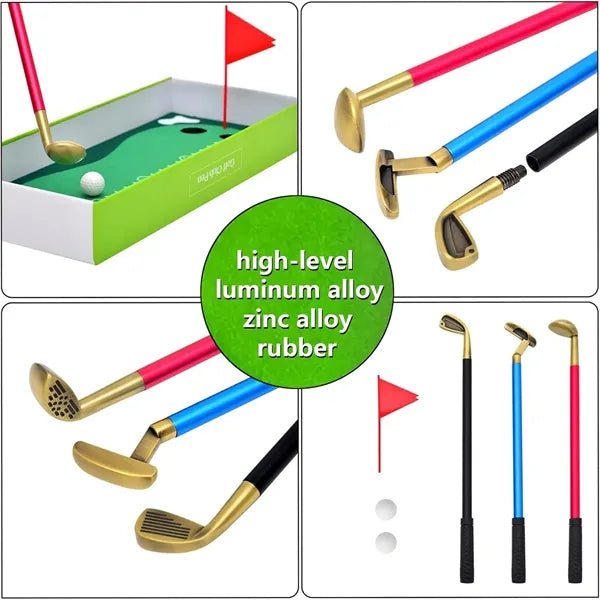 3 Piece Golf Pen Set Gift Fun Office Toys