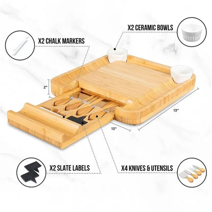 Bamboo Cheese Board Set with Fruit Tray