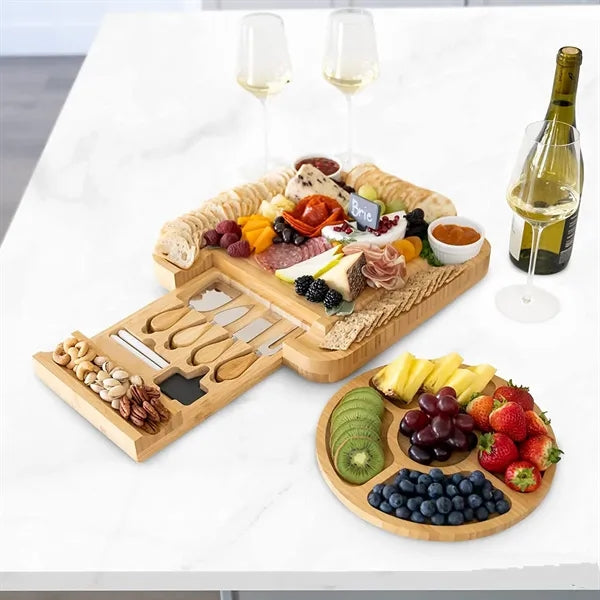 Bamboo Cheese Board Set with Fruit Tray