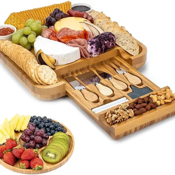 Bamboo Cheese Board Set with Fruit Tray