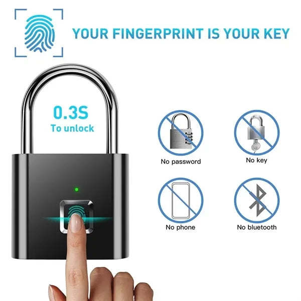 USB Rechargeable Fingerprint Padlock