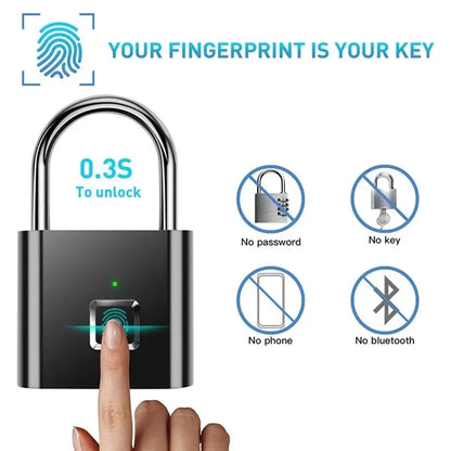 USB Rechargeable Fingerprint Padlock