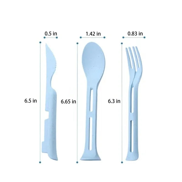 Eco Friendly Wheat Straw Kids Utensil Set Travel Cutlery Kit