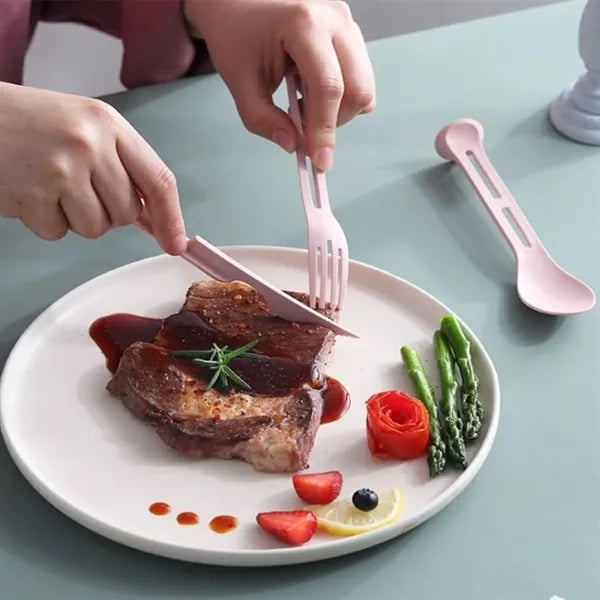 Eco Friendly Wheat Straw Kids Utensil Set Travel Cutlery Kit