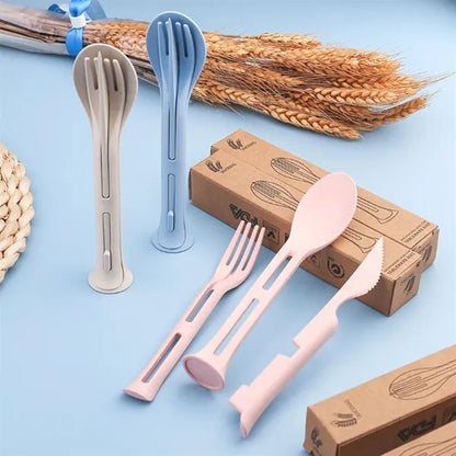 Eco Friendly Wheat Straw Kids Utensil Set Travel Cutlery Kit