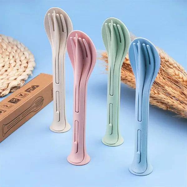 Eco Friendly Wheat Straw Kids Utensil Set Travel Cutlery Kit