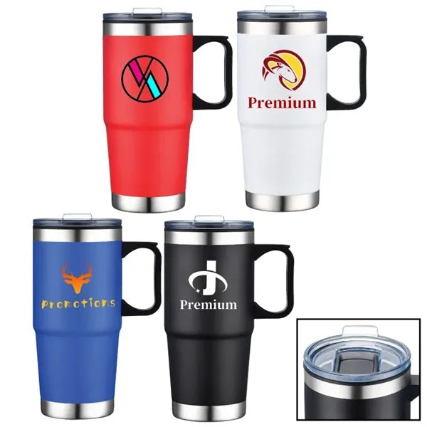 24oz Double Wall SS / PP Mug with Clear Closure Lid and Hand