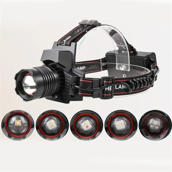 Multi-Source LED Rechargeable Headlamp with Zoom & UV Light