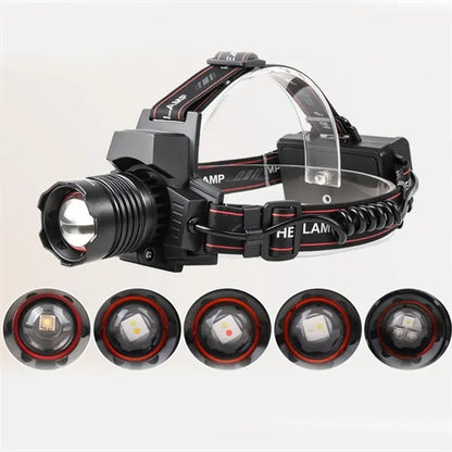Multi-Source LED Rechargeable Headlamp with Zoom & UV Light