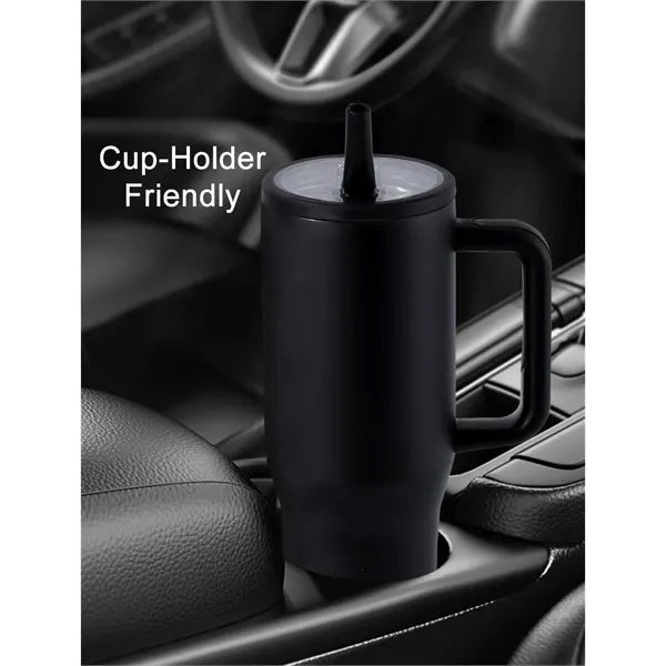 40 oz Leak Resistant Tumbler with Handle & Flip Straw