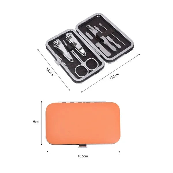 Stainless Steel 7 Piece Manicure Grooming Kit with Case