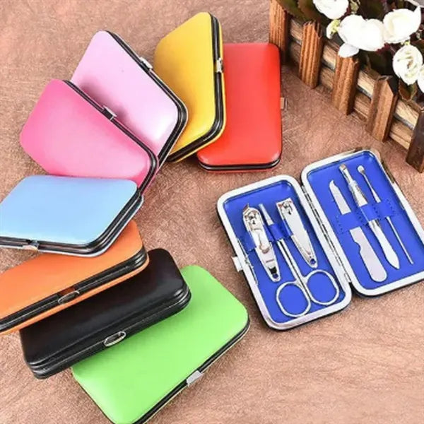 Stainless Steel 7 Piece Manicure Grooming Kit with Case