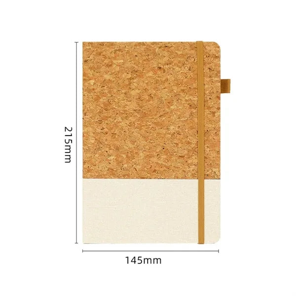 Eco-Friendly Cork and Fabric A5 Notebook with Pen Loop