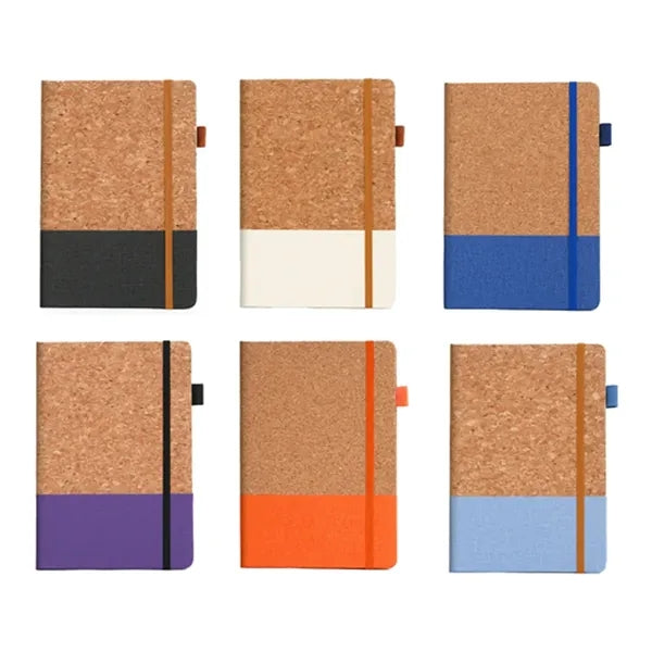Eco-Friendly Cork and Fabric A5 Notebook with Pen Loop