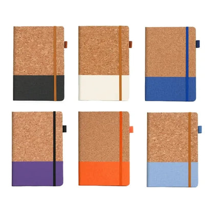 Eco-Friendly Cork and Fabric A5 Notebook with Pen Loop