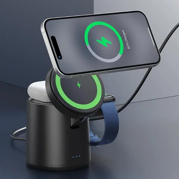 3 in 1 Magnetic Wireless Charger Stand with Organizer