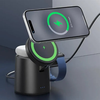 3 in 1 Magnetic Wireless Charger Stand with Organizer