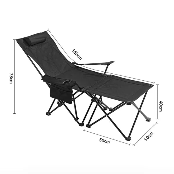 Adjustable Folding Lounge Chair with Headrest and Footrest