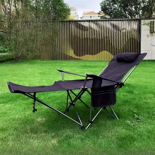 Adjustable Folding Lounge Chair with Headrest and Footrest