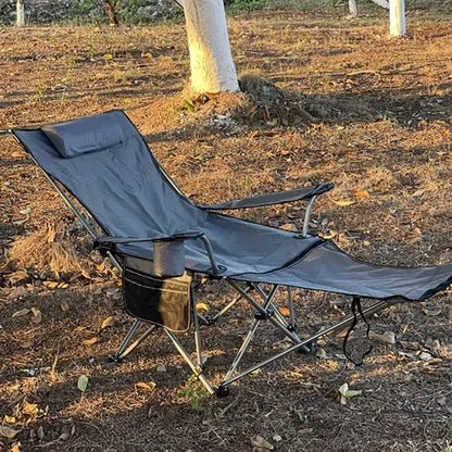 Adjustable Folding Lounge Chair with Headrest and Footrest