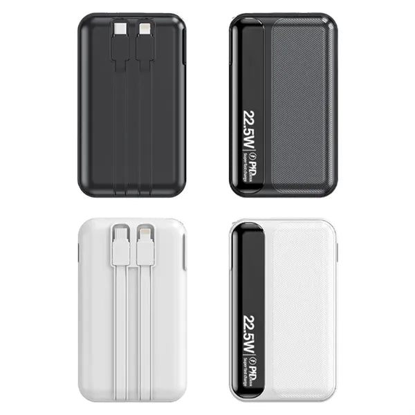 3 in 1 Fast Charging Power Bank with Built-in Cables
