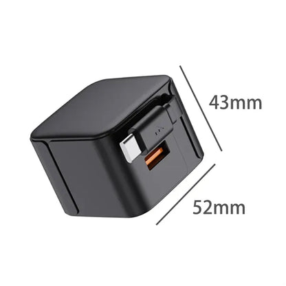 Dual-Port Retractable Fast Charger with Built-in Cable