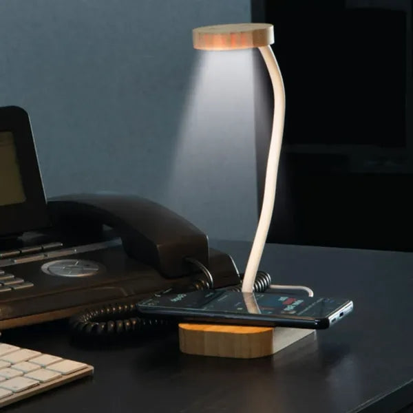 Bamboo Wireless Charging Lamp with LED Light