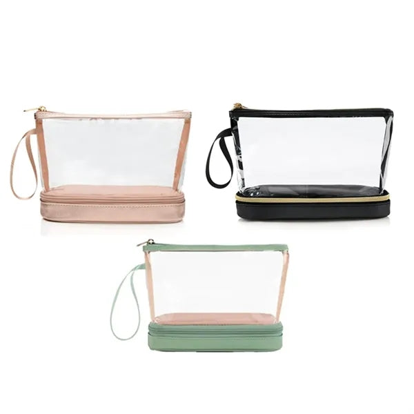 Clear Travel Makeup Bag with Brush Compartment