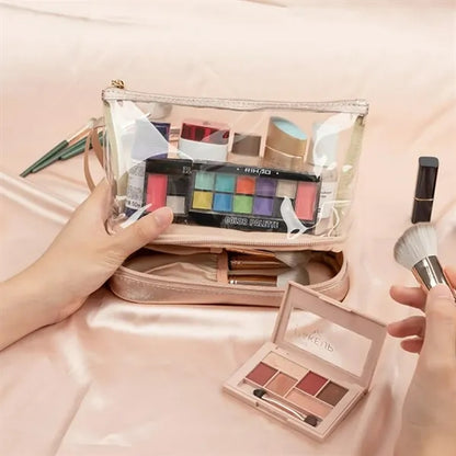 Clear Travel Makeup Bag with Brush Compartment