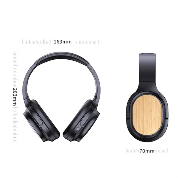 Eco-Friendly Bluetooth 5.1 Headphones with Wood Finish