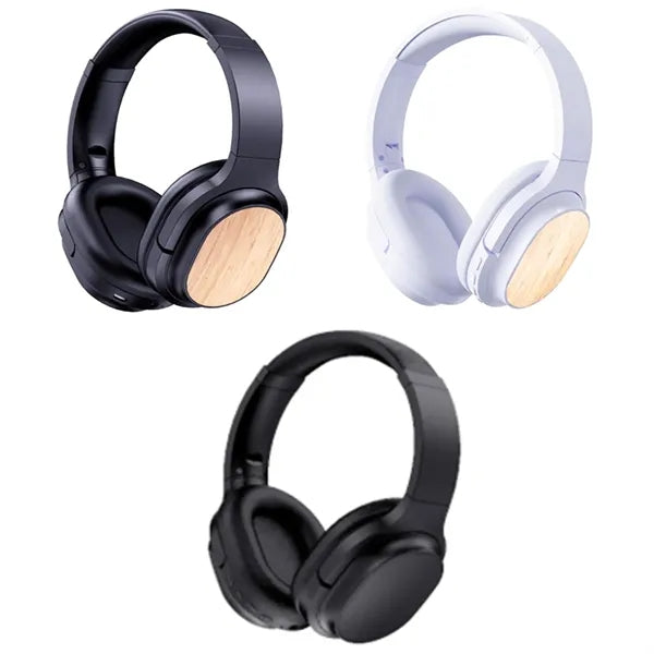 Eco-Friendly Bluetooth 5.1 Headphones with Wood Finish