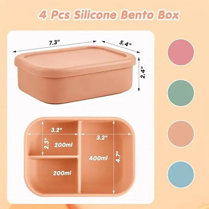 3 Compartment Silicone Bento Box Lunch Container