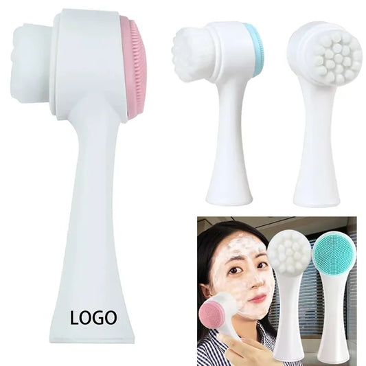 Double Soft Hair Silicone Massage Face Wash Brush
