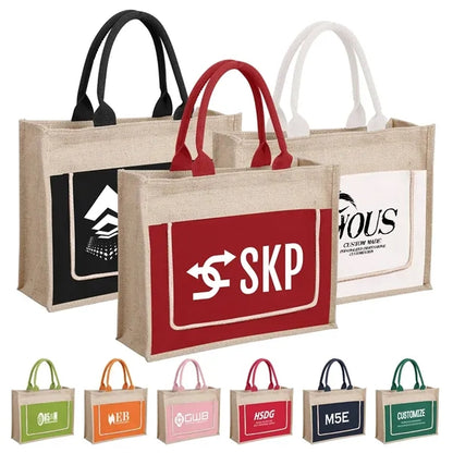 Jute Tote Bag ( 7.87 ''Lx 6 ''W x 12.6 ''H )