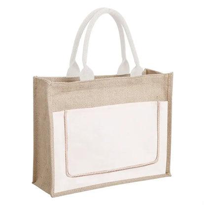 Jute Tote Bag ( 7.87 ''Lx 6 ''W x 12.6 ''H )