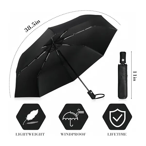 38-Inch Auto-Fold Rain & Sun Umbrella
