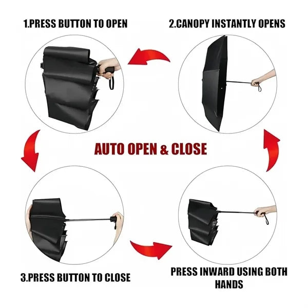 38-Inch Auto-Fold Rain & Sun Umbrella