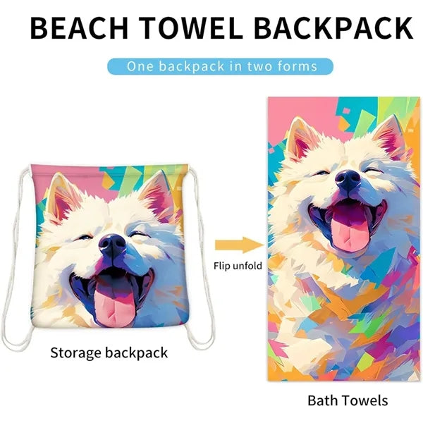 Foldable Beach Towel with Storage Pocket
