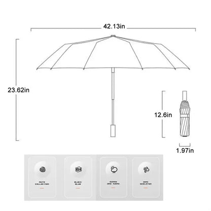 Automatic Umbrella for Rain & Sun, Windproof, Foldable