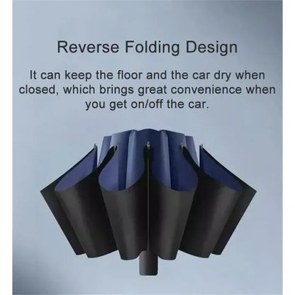 10 Ribs Reverse Folding Umbrella, Compact, Windproof