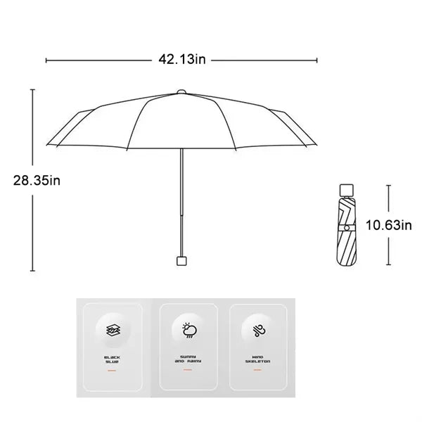 10 Ribs Reverse Folding Umbrella, Compact, Windproof