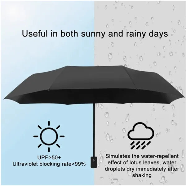 Compact Automatic Umbrella for Rain & Sun, Foldable