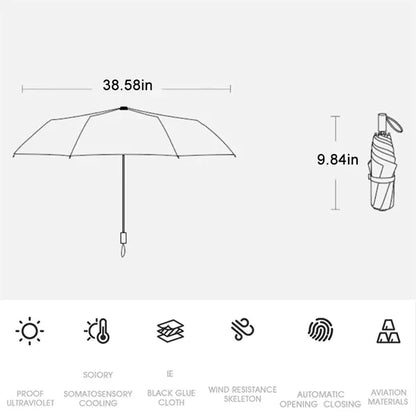 Compact Automatic Umbrella for Rain & Sun, Foldable