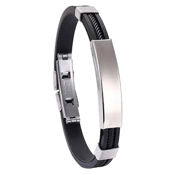 Customizable Engraving Stainless Steel Silicone Bracelets
