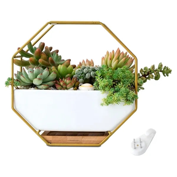 Octagon Wall Hanging Ceramic Planter