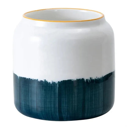 Round Ceramic Two-Tone Succulent Planters