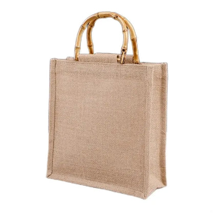 Jute Tote Bag With Bamboo Handle
