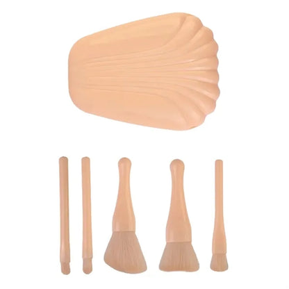Shell Portable Travel Contour Makeup Brush Set 5Pcs