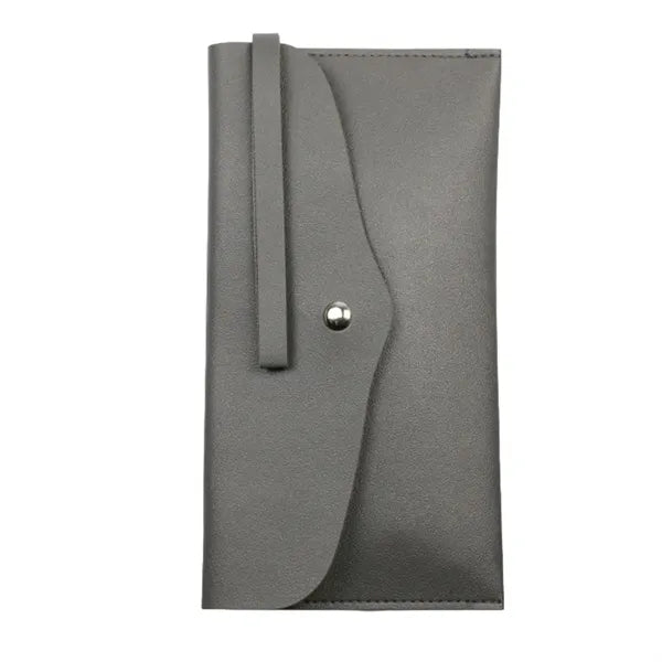 Pu Button Pouch Handbag For 15Pcs Makeup Brushes